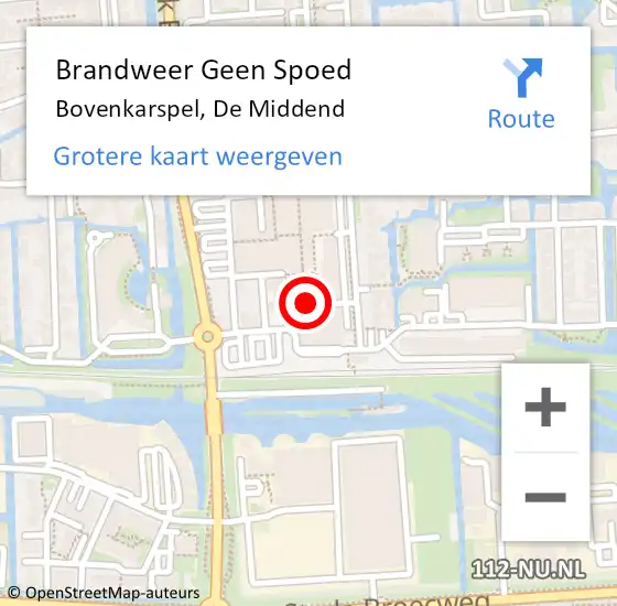 Locatie op kaart van de 112 melding: Brandweer Geen Spoed Naar Bovenkarspel, De Middend op 6 oktober 2014 13:15