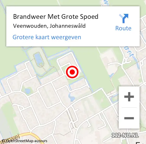 Locatie op kaart van de 112 melding: Brandweer Met Grote Spoed Naar Veenwouden, Johanneswâld op 19 mei 2024 06:53