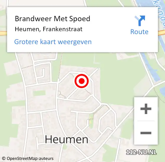 Locatie op kaart van de 112 melding: Brandweer Met Spoed Naar Heumen, Frankenstraat op 19 mei 2024 06:58