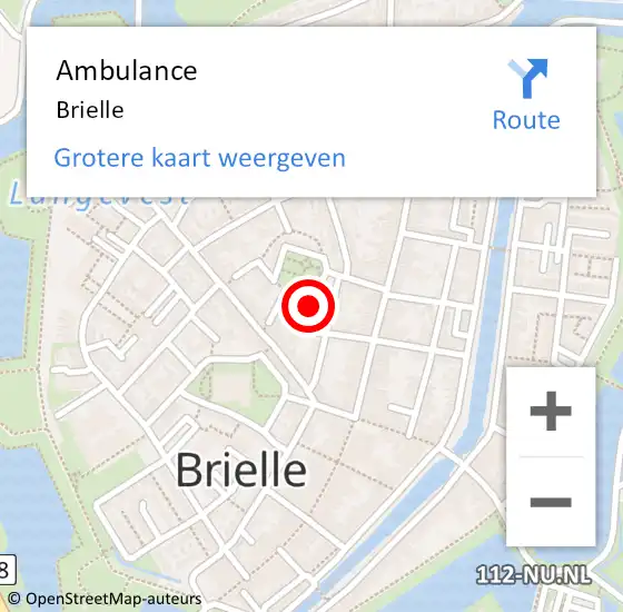 Locatie op kaart van de 112 melding: Ambulance Brielle op 19 mei 2024 07:00