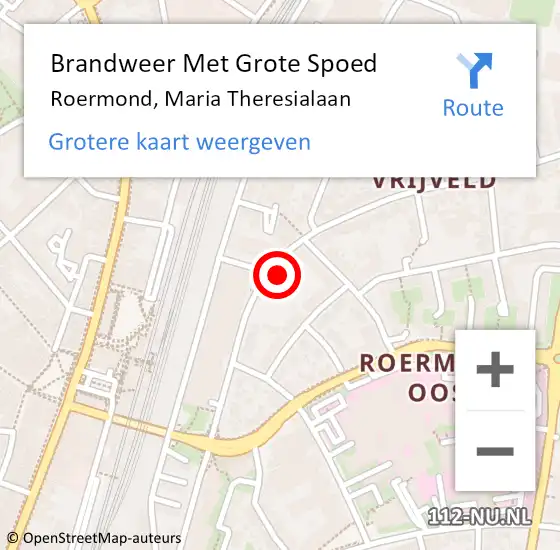 Locatie op kaart van de 112 melding: Brandweer Met Grote Spoed Naar Roermond, Maria Theresialaan op 19 mei 2024 07:10