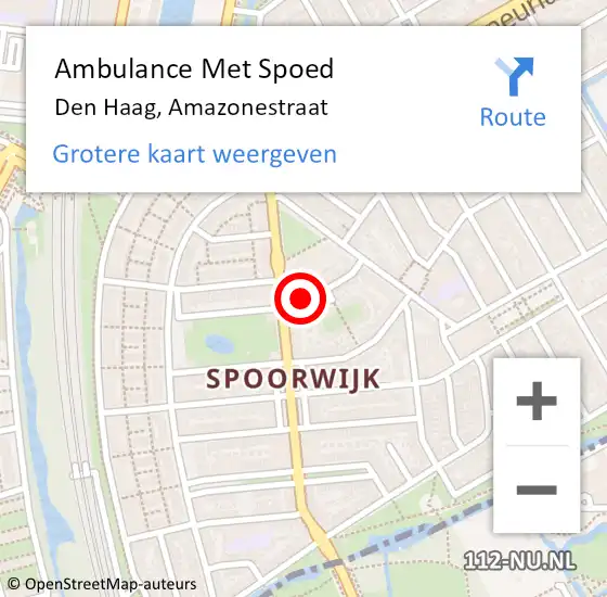 Locatie op kaart van de 112 melding: Ambulance Met Spoed Naar Den Haag, Amazonestraat op 19 mei 2024 07:35