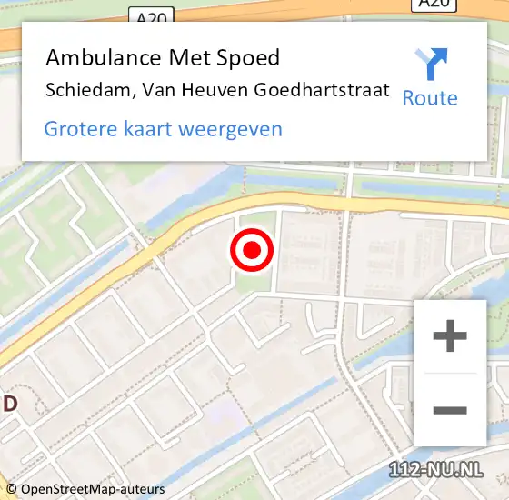 Locatie op kaart van de 112 melding: Ambulance Met Spoed Naar Schiedam, Van Heuven Goedhartstraat op 19 mei 2024 07:37