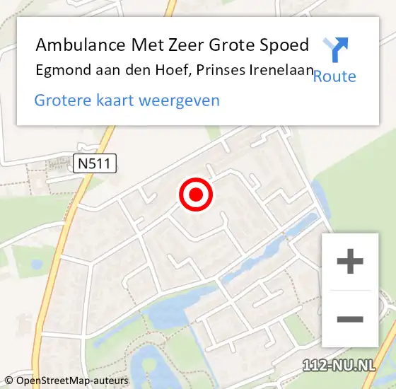 Locatie op kaart van de 112 melding: Ambulance Met Zeer Grote Spoed Naar Egmond aan den Hoef, Prinses Irenelaan op 19 mei 2024 07:56