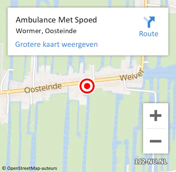 Locatie op kaart van de 112 melding: Ambulance Met Spoed Naar Wormer, Oosteinde op 19 mei 2024 08:11
