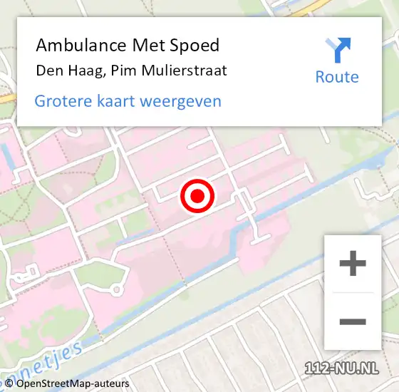 Locatie op kaart van de 112 melding: Ambulance Met Spoed Naar Den Haag, Pim Mulierstraat op 19 mei 2024 08:12