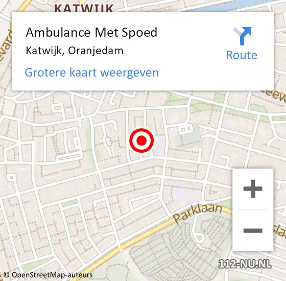Locatie op kaart van de 112 melding: Ambulance Met Spoed Naar Katwijk, Oranjedam op 19 mei 2024 08:12