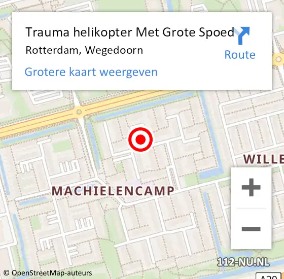 Locatie op kaart van de 112 melding: Trauma helikopter Met Grote Spoed Naar Rotterdam, Wegedoorn op 19 mei 2024 08:21