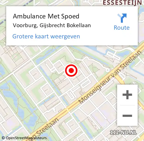 Locatie op kaart van de 112 melding: Ambulance Met Spoed Naar Voorburg, Gijsbrecht Bokellaan op 19 mei 2024 08:27