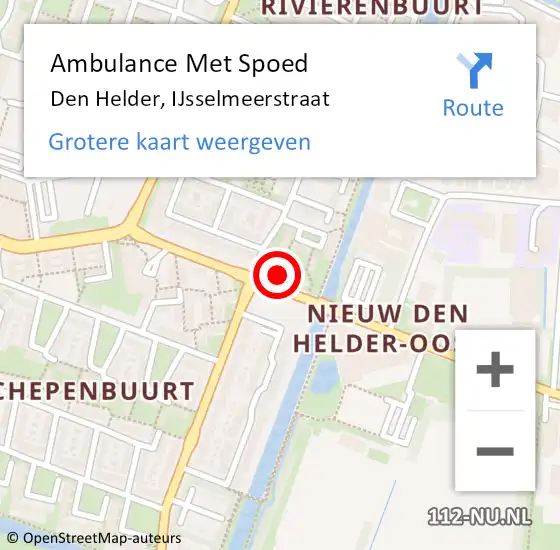Locatie op kaart van de 112 melding: Ambulance Met Spoed Naar Den Helder, IJsselmeerstraat op 19 mei 2024 08:39