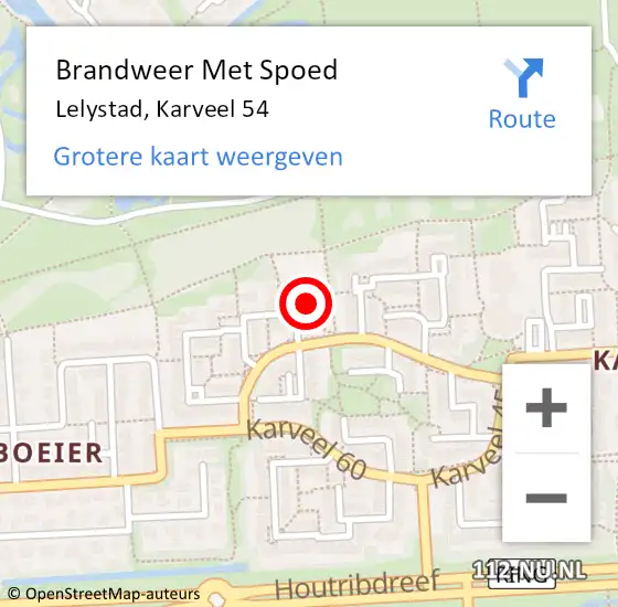 Locatie op kaart van de 112 melding: Brandweer Met Spoed Naar Lelystad, Karveel 54 op 19 mei 2024 08:39