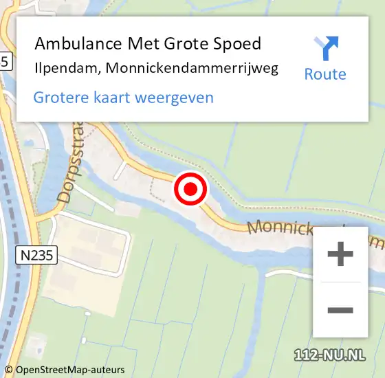 Locatie op kaart van de 112 melding: Ambulance Met Grote Spoed Naar Ilpendam, Monnickendammerrijweg op 19 mei 2024 08:41