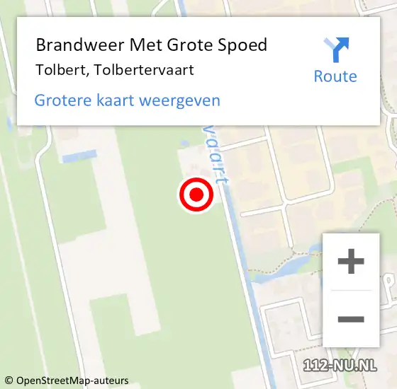 Locatie op kaart van de 112 melding: Brandweer Met Grote Spoed Naar Tolbert, Tolbertervaart op 19 mei 2024 08:44