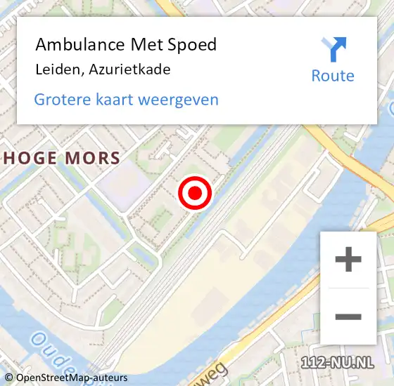 Locatie op kaart van de 112 melding: Ambulance Met Spoed Naar Leiden, Azurietkade op 19 mei 2024 09:00