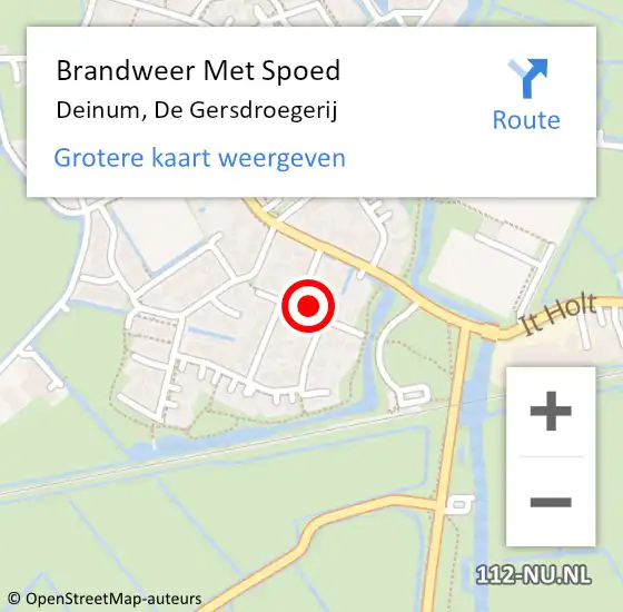 Locatie op kaart van de 112 melding: Brandweer Met Spoed Naar Deinum, De Gersdroegerij op 19 mei 2024 09:12