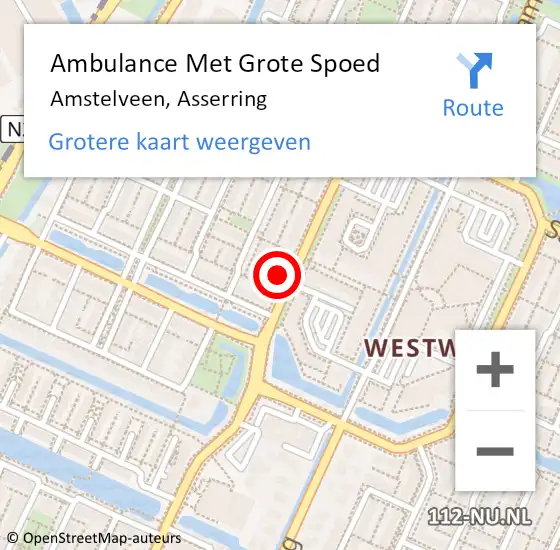 Locatie op kaart van de 112 melding: Ambulance Met Grote Spoed Naar Amstelveen, Asserring op 19 mei 2024 09:22
