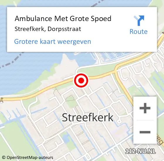 Locatie op kaart van de 112 melding: Ambulance Met Grote Spoed Naar Streefkerk, Dorpsstraat op 19 mei 2024 09:24