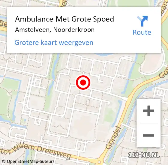 Locatie op kaart van de 112 melding: Ambulance Met Grote Spoed Naar Amstelveen, Noorderkroon op 19 mei 2024 09:32