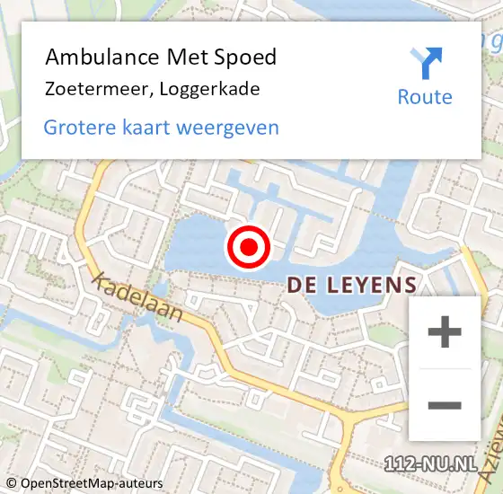Locatie op kaart van de 112 melding: Ambulance Met Spoed Naar Zoetermeer, Loggerkade op 19 mei 2024 09:38