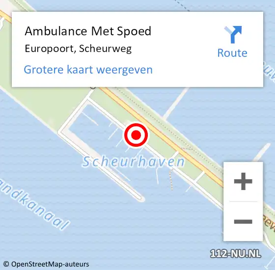 Locatie op kaart van de 112 melding: Ambulance Met Spoed Naar Europoort, Scheurweg op 19 mei 2024 09:38