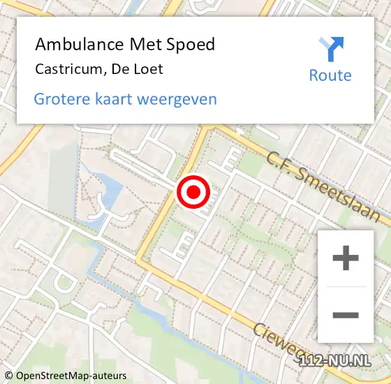Locatie op kaart van de 112 melding: Ambulance Met Spoed Naar Castricum, De Loet op 19 mei 2024 09:38