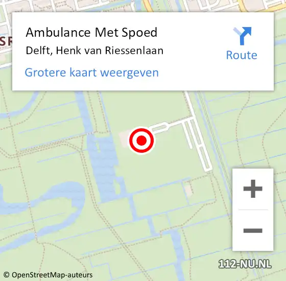 Locatie op kaart van de 112 melding: Ambulance Met Spoed Naar Delft, Henk van Riessenlaan op 19 mei 2024 09:44