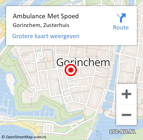 Locatie op kaart van de 112 melding: Ambulance Met Spoed Naar Gorinchem, Zusterhuis op 19 mei 2024 09:57