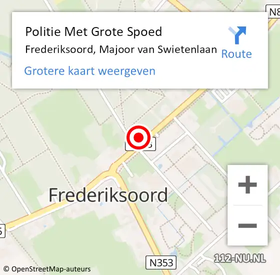 Locatie op kaart van de 112 melding: Politie Met Grote Spoed Naar Frederiksoord, Majoor van Swietenlaan op 19 mei 2024 10:00