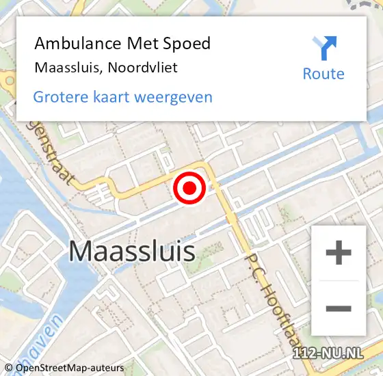 Locatie op kaart van de 112 melding: Ambulance Met Spoed Naar Maassluis, Noordvliet op 19 mei 2024 10:29