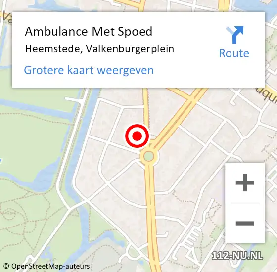 Locatie op kaart van de 112 melding: Ambulance Met Spoed Naar Heemstede, Valkenburgerplein op 19 mei 2024 10:34