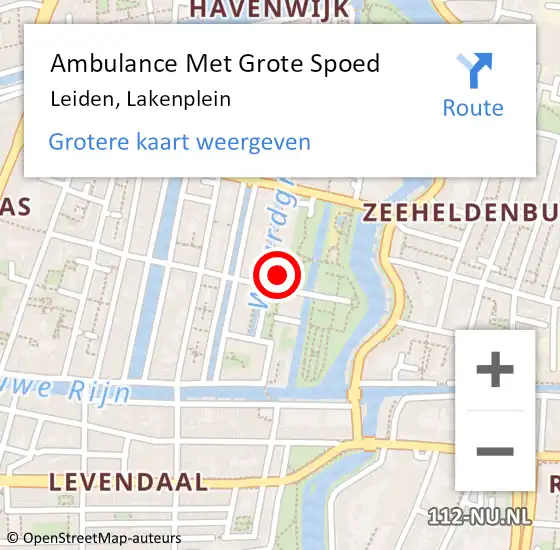 Locatie op kaart van de 112 melding: Ambulance Met Grote Spoed Naar Leiden, Lakenplein op 19 mei 2024 10:35