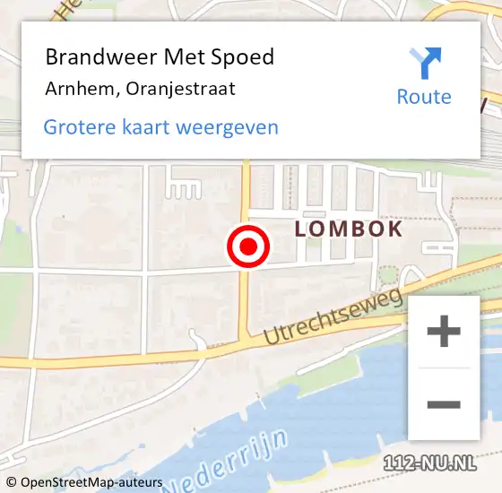 Locatie op kaart van de 112 melding: Brandweer Met Spoed Naar Arnhem, Oranjestraat op 19 mei 2024 10:35