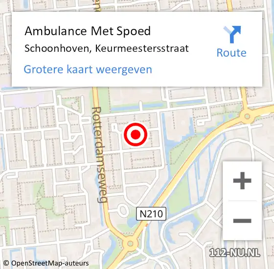 Locatie op kaart van de 112 melding: Ambulance Met Spoed Naar Schoonhoven, Keurmeestersstraat op 19 mei 2024 10:38