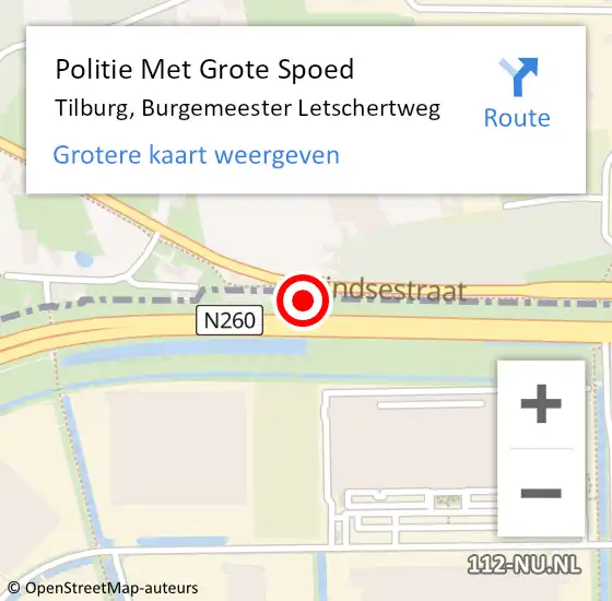 Locatie op kaart van de 112 melding: Politie Met Grote Spoed Naar Tilburg, Burgemeester Letschertweg op 19 mei 2024 10:46