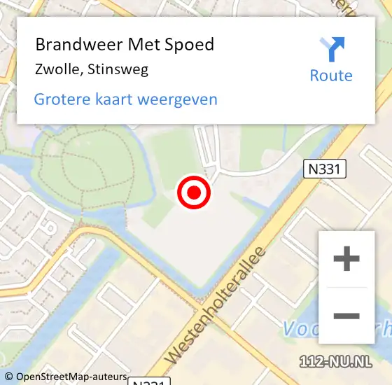 Locatie op kaart van de 112 melding: Brandweer Met Spoed Naar Zwolle, Stinsweg op 16 oktober 2013 18:57