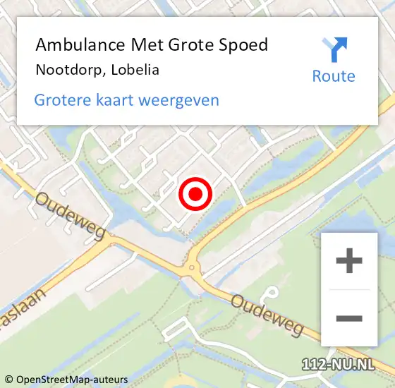 Locatie op kaart van de 112 melding: Ambulance Met Grote Spoed Naar Nootdorp, Lobelia op 19 mei 2024 10:59