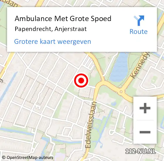Locatie op kaart van de 112 melding: Ambulance Met Grote Spoed Naar Papendrecht, Anjerstraat op 19 mei 2024 11:03