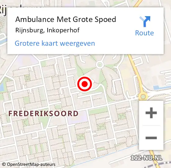 Locatie op kaart van de 112 melding: Ambulance Met Grote Spoed Naar Rijnsburg, Inkoperhof op 19 mei 2024 11:05