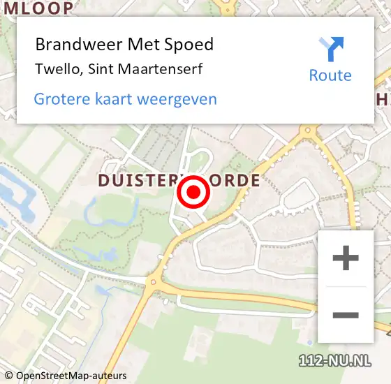Locatie op kaart van de 112 melding: Brandweer Met Spoed Naar Twello, Sint Maartenserf op 19 mei 2024 11:10