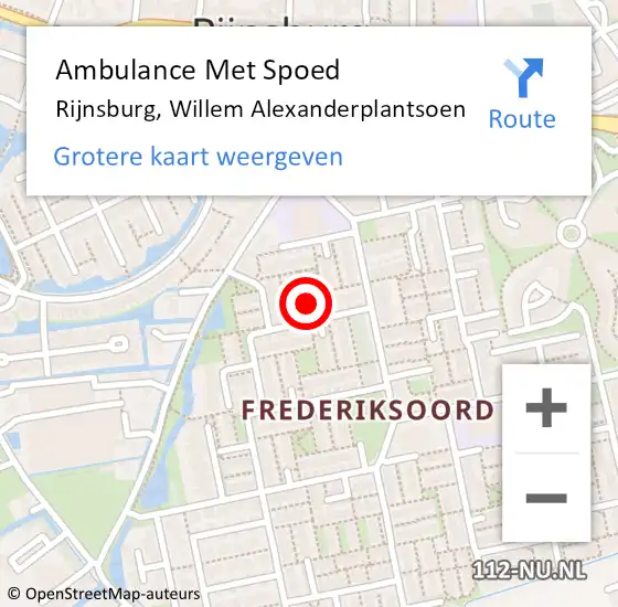 Locatie op kaart van de 112 melding: Ambulance Met Spoed Naar Rijnsburg, Willem Alexanderplantsoen op 19 mei 2024 11:14