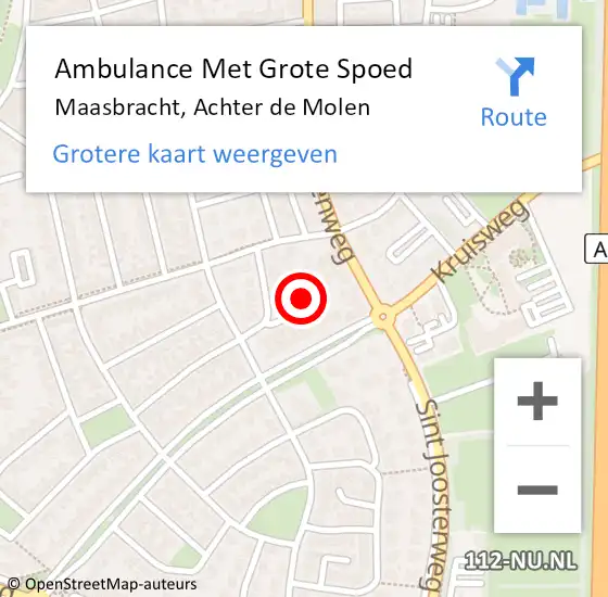 Locatie op kaart van de 112 melding: Ambulance Met Grote Spoed Naar Maasbracht, Achter de Molen op 19 mei 2024 11:18