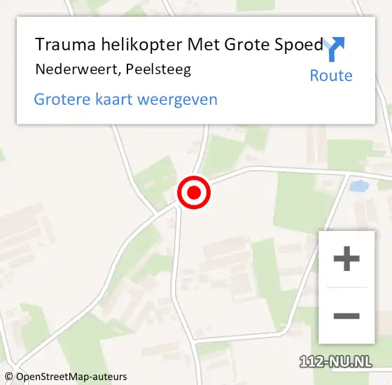 Locatie op kaart van de 112 melding: Trauma helikopter Met Grote Spoed Naar Nederweert, Peelsteeg op 19 mei 2024 11:26