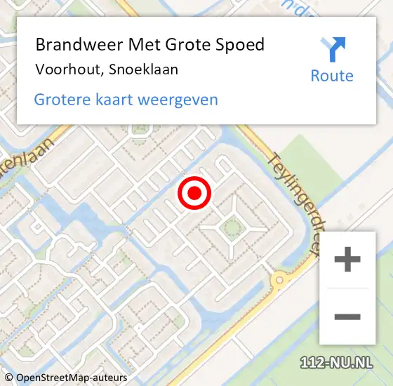Locatie op kaart van de 112 melding: Brandweer Met Grote Spoed Naar Voorhout, Snoeklaan op 19 mei 2024 11:36