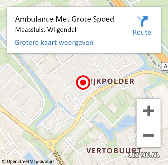 Locatie op kaart van de 112 melding: Ambulance Met Grote Spoed Naar Maassluis, Wilgendal op 19 mei 2024 11:44