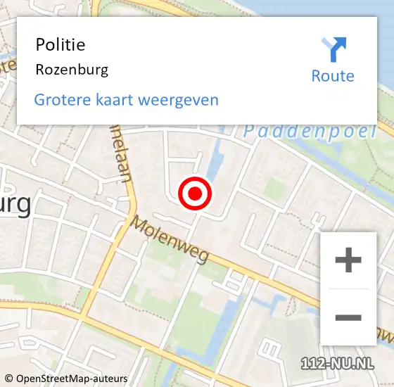 Locatie op kaart van de 112 melding: Politie Rozenburg op 19 mei 2024 11:49