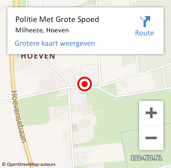 Locatie op kaart van de 112 melding: Politie Met Grote Spoed Naar Milheeze, Hoeven op 19 mei 2024 11:55