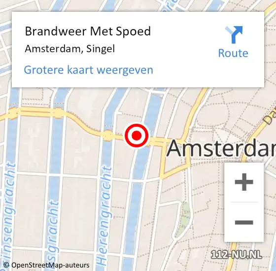 Locatie op kaart van de 112 melding: Brandweer Met Spoed Naar Amsterdam, Singel op 19 mei 2024 11:56