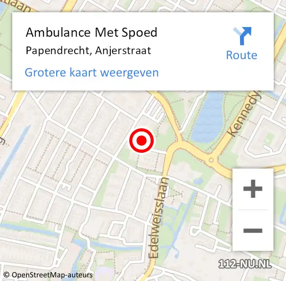 Locatie op kaart van de 112 melding: Ambulance Met Spoed Naar Papendrecht, Anjerstraat op 19 mei 2024 11:57