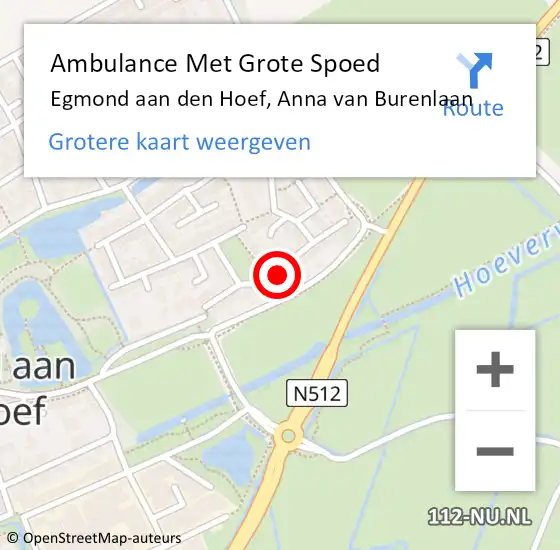 Locatie op kaart van de 112 melding: Ambulance Met Grote Spoed Naar Egmond aan den Hoef, Anna van Burenlaan op 19 mei 2024 11:58