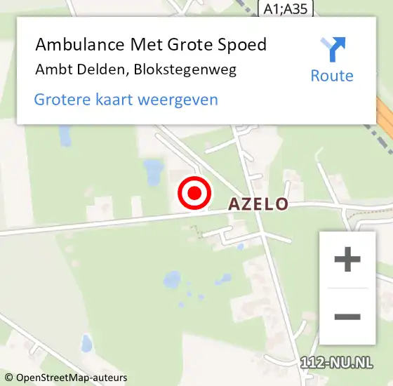 Locatie op kaart van de 112 melding: Ambulance Met Grote Spoed Naar Ambt Delden, Blokstegenweg op 19 mei 2024 12:04